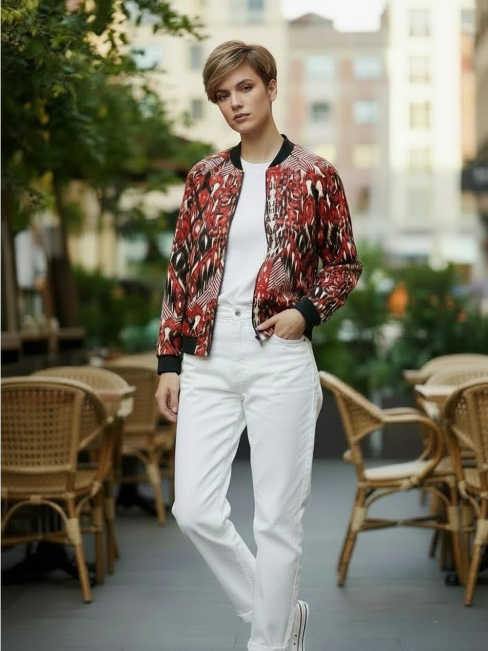 Retro Bomber Jacket Bisou Bisou Sporty. Medium